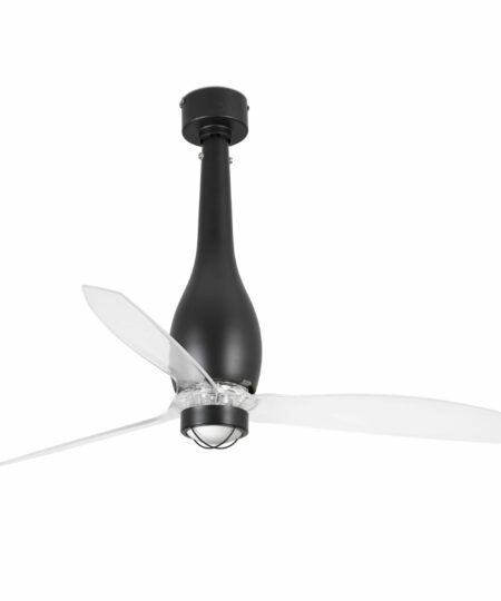 ETERFAN LED Ventilador de techo negro mate/transparente con motor DC    FARO – 32003-10