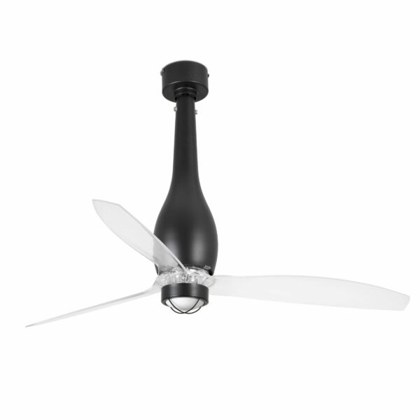 ETERFAN LED Ventilador de techo negro mate/transparente con motor DC    FARO - 32003-10