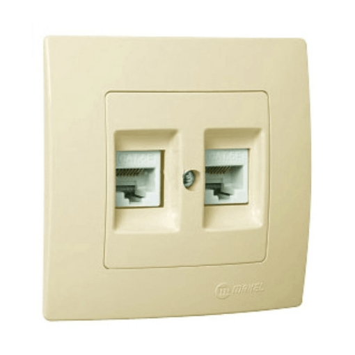 Πρίζα δικτύου RJ45 CAT5 διπλή μπεζ Makel Lillium Natural Kare – 32010036