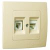 Πρίζα τηλεφώνου-δικτύου RJ11+RJ45 CAT6 διπλή μπεζ Makel Lillium Natural Kare – 32010137