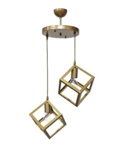 Φωτιστικό ανισόπεδο 2φωτο με κύβους KYVOS/2L GOLD MAT PENDEL 2/L Heronia – 34-0352