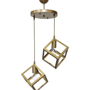 Φωτιστικό ανισόπεδο 2φωτο με κύβους KYVOS/2L GOLD MAT PENDEL 2/L Heronia – 34-0352