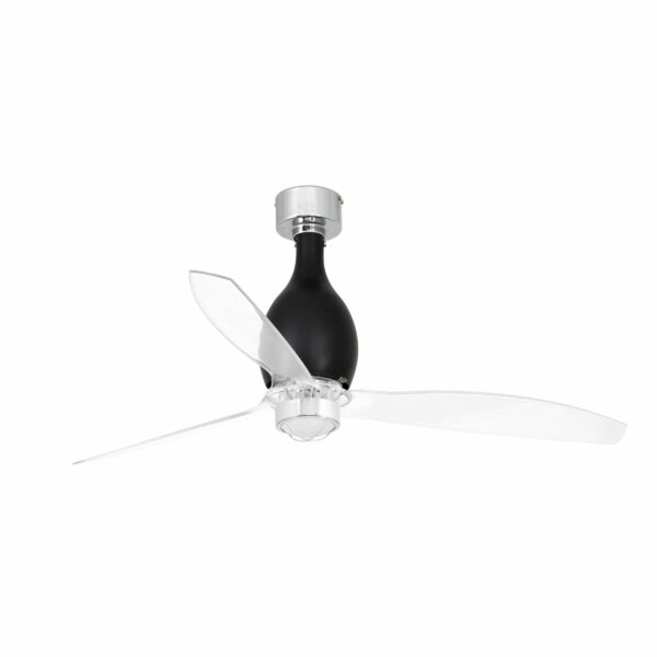 MINI ETERFAN LED Shiny black/transparent ceiling fan with DC motor  FARO - 32026-10