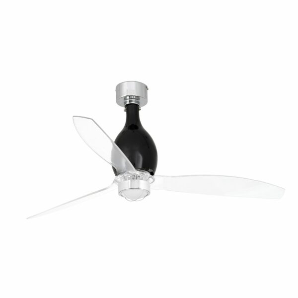 MINI ETERFAN MATT BLACK/TRANSPARENT CEILING FAN WIFARO - 32027