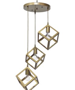 Φωτιστικό ανισόπεδο 3φωτο με κύβους KYVOS/3L GOLD MAT PENDEL 3/L Heronia – 34-0353