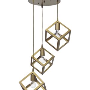 Φωτιστικό ανισόπεδο 3φωτο με κύβους KYVOS/3L GOLD MAT PENDEL 3/L Heronia – 34-0353