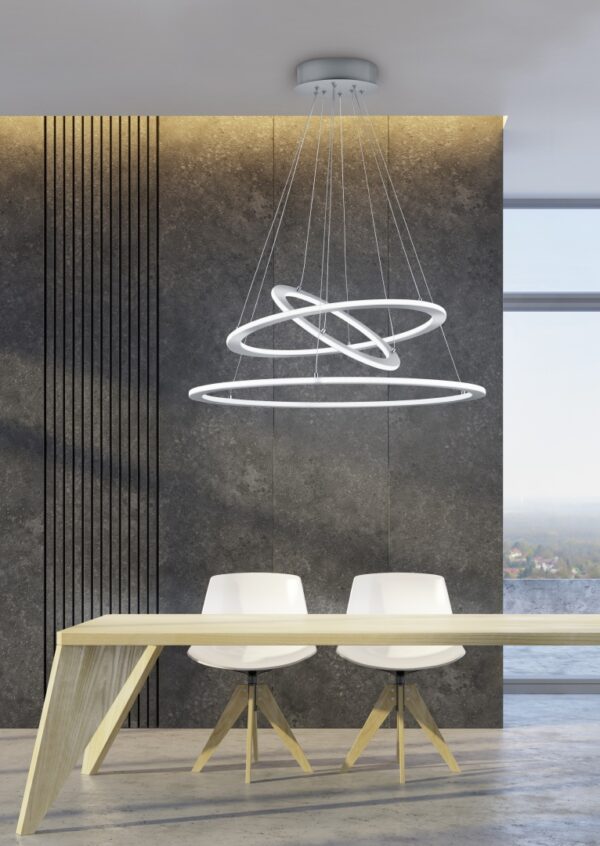 Κρεμαστό Φωτιστικό Trio Lighting LED 75W  Νίκελ Ματ Μεταλλικό Step Dimmable 8000lm 3000K  321910307