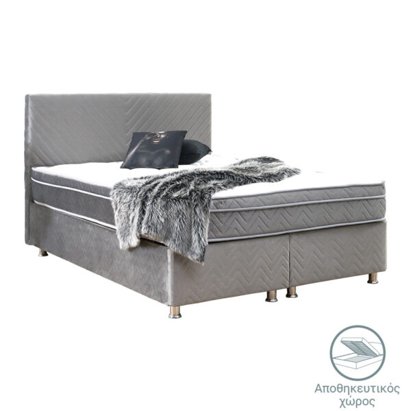 Double bed Rizko pakoworld with storage store grey 160x200cm 322-000009