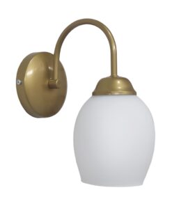 Επιτοίχιο φωτιστικό με μεταλλική βάση χρυσό ματ , γυαλί  λευκό , BULL/AP -A- GOLD-WH ΑΠΛΙΚΑ ΓΥΑΛΙ E/27 Heronia – 01-0389