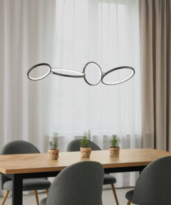 Κρεμαστό Φωτιστικό με Περιστρεφόμενους Κύκλους RONDO Trio Lighting LED 37W 4600lm Μαύρο Ματ Step Dimmable 3000K – 322610432