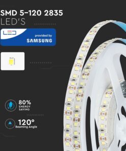 LED Ταινία 12W V-TAC PRO Samsung Chip Dimmable 12V 1200lm/m Φυσικό Λευκό 4000K 5 Μέτρα – 21324