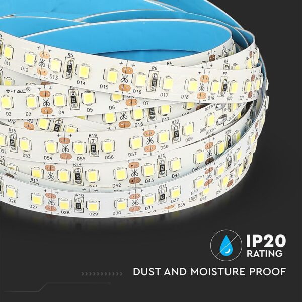 LED Ταινία 12W V-TAC PRO Samsung Chip Dimmable 12V 1200lm/m Φυσικό Λευκό 4000K 5 Μέτρα – 21324