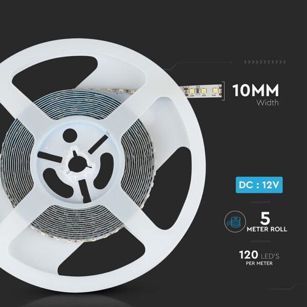 LED Ταινία 12W V-TAC PRO Samsung Chip Dimmable 12V 1200lm/m Φυσικό Λευκό 4000K 5 Μέτρα – 21324