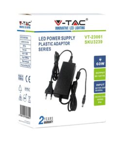 Τροφοδοτικό για LED 60W 12V IP44 Πλαστικό V-TAC – 3239