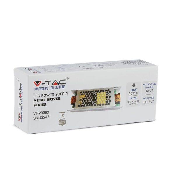 Τροφοδοτικό για LED 60W 12V IP20 Μεταλλικό V-TAC – 3246