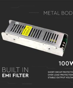 Τροφοδοτικό Μεταλλικό Slim IP20 DC:12V 100W 8.5A Dimmable V-TAC – 3256