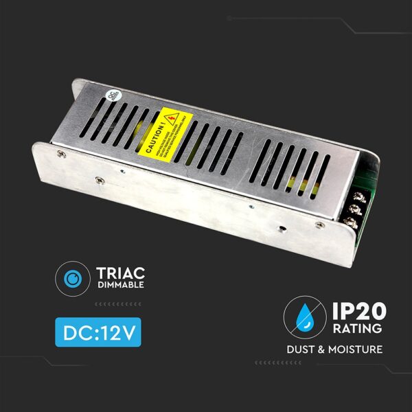 Τροφοδοτικό Μεταλλικό Slim IP20 DC:12V 150W 12.5A Dimmable V-TAC – 3257
