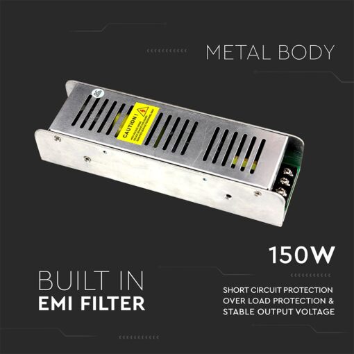 Τροφοδοτικό Μεταλλικό Slim IP20 DC:12V 150W 12.5A Dimmable V-TAC – 3257