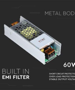 Τροφοδοτικό Μεταλλικό Slim  60W 24V V-TAC – 3261