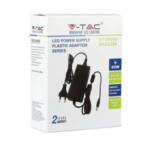 Τροφοδοτικό για LED 60W 24V IP44 Πλαστικό V-TAC – 3264