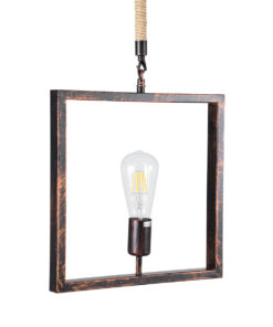 GloboStar® FRAISE 01814 Vintage Κρεμαστό Φωτιστικό Οροφής Μονόφωτο 1 x E27 Καφέ Σκουριά Μεταλλικό με Μπεζ Σχοινί Μ32 x Π4 x Υ32cm