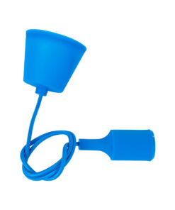 GloboStar® CABLITO 61558 Μοντέρνο Κρεμαστό Φωτιστικό Οροφής Μονόφωτο 1 x E27 Μπλε Σιλικόνης Ανάρτηση με Υφασμάτινο Καλώδιο Φ4 x Υ110cm