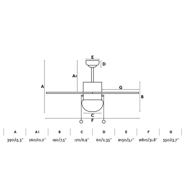 PALAO Ø82CM MATT NICKEL 6 BLADES 1 X E14 40W      FARO – 33183