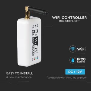 LED Wi-Fi Controller για Πολύχρωμη RGB Ταινία με πρόγραμμα για κινητά 144W V-TAC – 3322