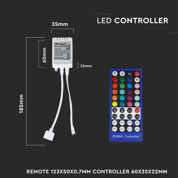 LED Controller με Τηλεχειριστήριο για Ταινίες RGB/RGB+W 96W | 192W V-TAC – 3326