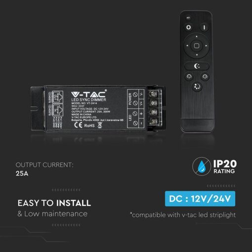 LED Dimmer για LED ταινία Με Χειριστήριο 144W/288W V-TAC – 3337