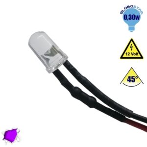 10 Τεμάχια x Δίοδος LED 5mm 45° 12V με Καλώδιο 20cm Φούξια GloboStar 73737