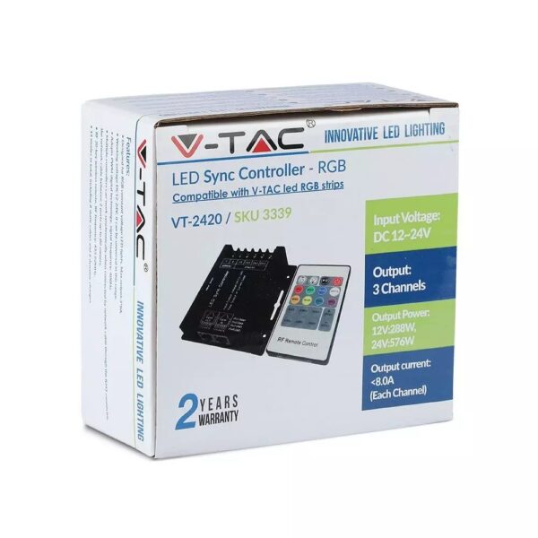 LED Controller με Τηλεχειριστήριο RF για Ταινίες RGB 288W/576W V-TAC – 3339