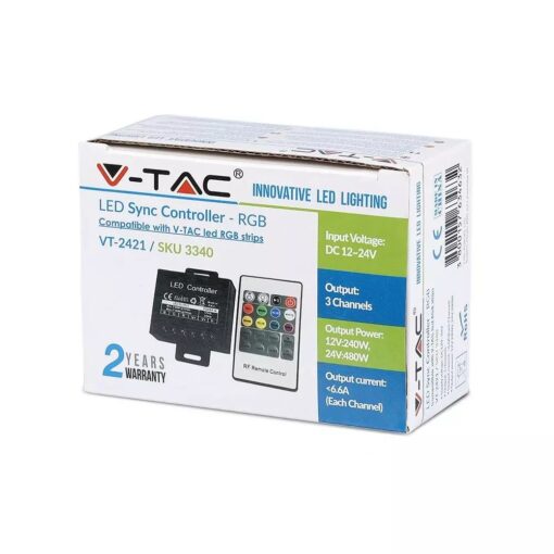 LED Controller με Τηλεχειριστήριο RF για Ταινίες RGB 240W/480W V-TAC – 3340