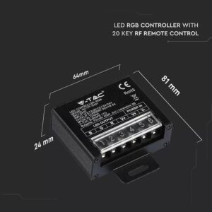 LED Controller με Τηλεχειριστήριο RF για Ταινίες RGB 240W/480W V-TAC – 3340