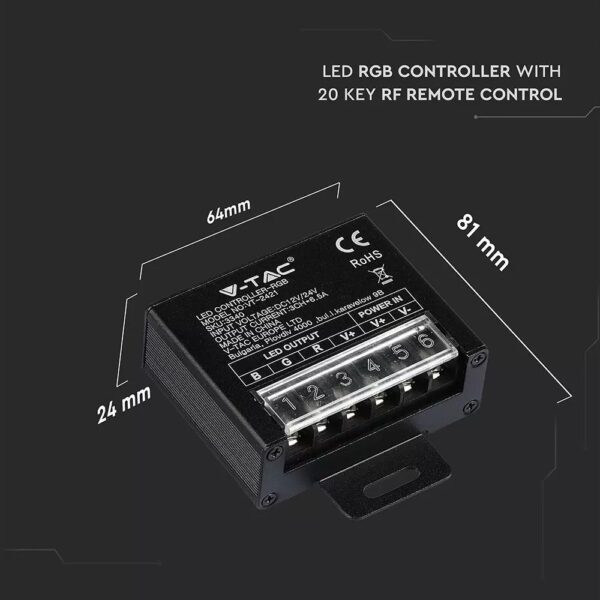 LED Controller με Τηλεχειριστήριο RF για Ταινίες RGB 240W/480W V-TAC – 3340