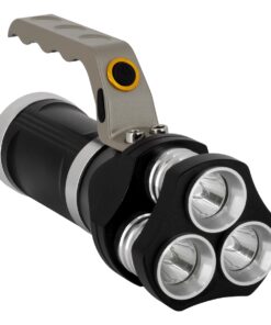 GloboStar® 79025 EXTREME Φορητός Επαναφορτιζόμενος Φακός LED CREE XHP50 30W 3000lm με 3 Modes & 3 x Μπαταρίες 18650 20400mAh Li-ion και με Φόρτιστή Αυτοκινήτου & Πρίζας Αδιάβροχος IP65 Ψυχρό Λευκό 6000K