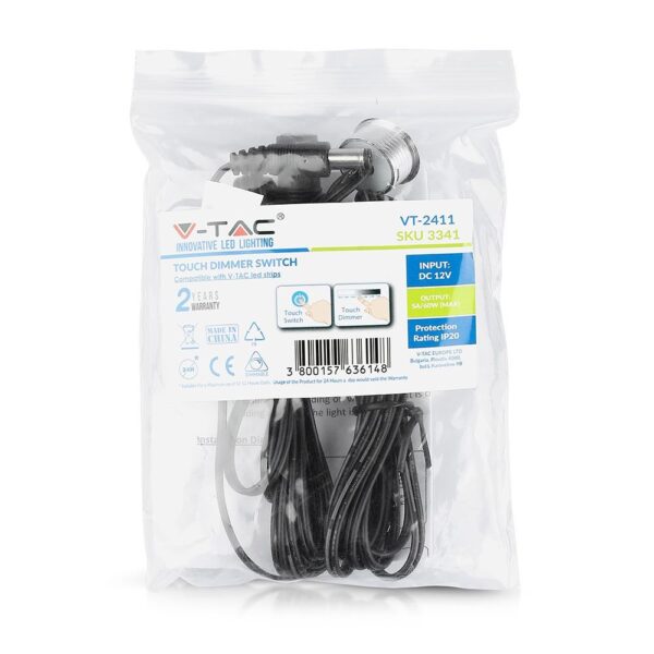 Dimmer/Διακόπτης Αφής Φωτιζόμενος για LED ταινίες 12V 60W V-TAC – 3341