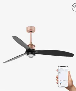 Faro Barcelona Just Fan LED Smart Wi-Fi Ανεμιστήρας Οροφής με Φως και Τηλεχειριστήριο Μαύρο Χάλκινος – 33418WP-10
