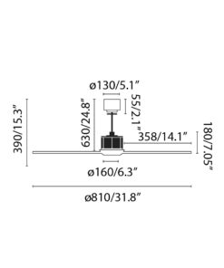 Faro Barcelona Just Fan XS Smart Wi-Fi Ανεμιστήρας Οροφής με  Τηλεχειριστήριο Ξύλο Χρυσό – 33428WP