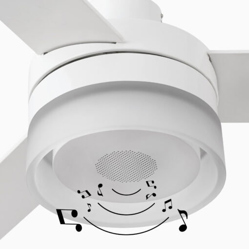 FARO ICE L Ανεμιστήρας Οροφής LED 12W 3000K με Ηχείο Bluetooth Λευκό/Ξύλο – 33460