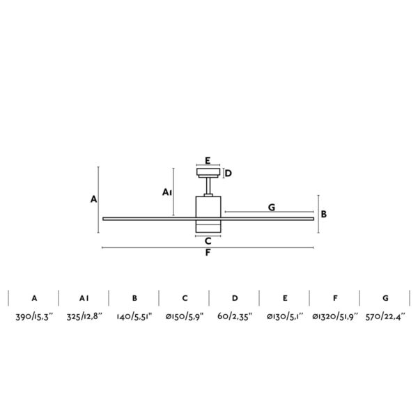 PALK Ø132CM SATIN NICKEL 4 BLADES 2 X E14 7W      FARO – 33470