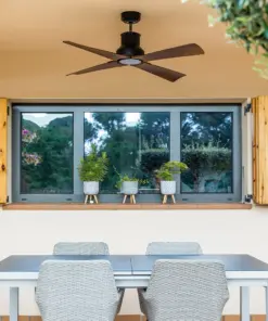 Faro Barcelona Winche Ανεμιστήρας Οροφής Μαύρο/ Καφέ με Τηλεχειριστήριο IP44- 33481