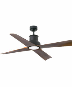 Faro Barcelona WINCHE Ανεμιστήρας Οροφής IP44 Μαύρο & Σκούρο Ξύλο με Τηλεχειριστήριο – 33481-7