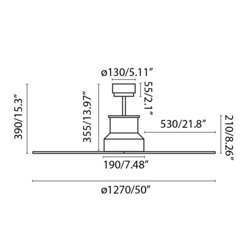 Faro Barcelona WINCHE  Ανεμιστήρας Οροφής IP44 Μαύρο & Σκούρο Ξύλο με Τηλεχειριστήριο – 33481-7