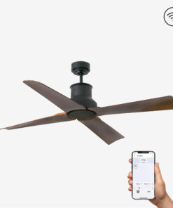 Faro Barcelona WINCHE Smart Wifi Ανεμιστήρας Οροφής IP44 Μαύρου Χρώματος με Τηλεχειριστήριο – 33481WP