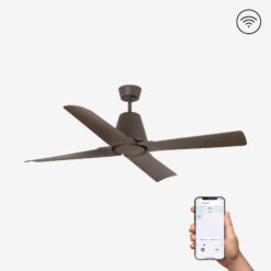 Faro Barcelona TYPHOON Smart WIFI Ανεμιστήρας Οροφής Καφέ Χρώματος IP44 και Τηλεχειριστήριο – 33490WP
