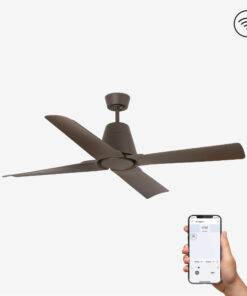 Faro Barcelona TYPHOON Smart WIFI Ανεμιστήρας Οροφής Καφέ Χρώματος IP44 και Τηλεχειριστήριο – 33490WP