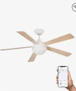 Faro Barcelona Gotland Smart Wi-Fi Ανεμιστήρας Οροφής με Φως και Τηλεχειριστήριο Λευκός / Ξύλο – 33514WP