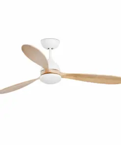 Faro Barcelona Ανεμιστήρας Οροφής Poros Ø1320mm Λευκός Ξύλο με Φως και Τηλεχειριστήριο – 33524