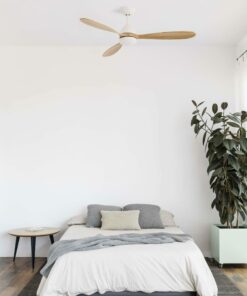 Faro Barcelona Poros Smart Wi-Fi Ανεμιστήρας Οροφής με Φως και Τηλεχειριστήριο Λευκός / Ξύλο  – 33524WP